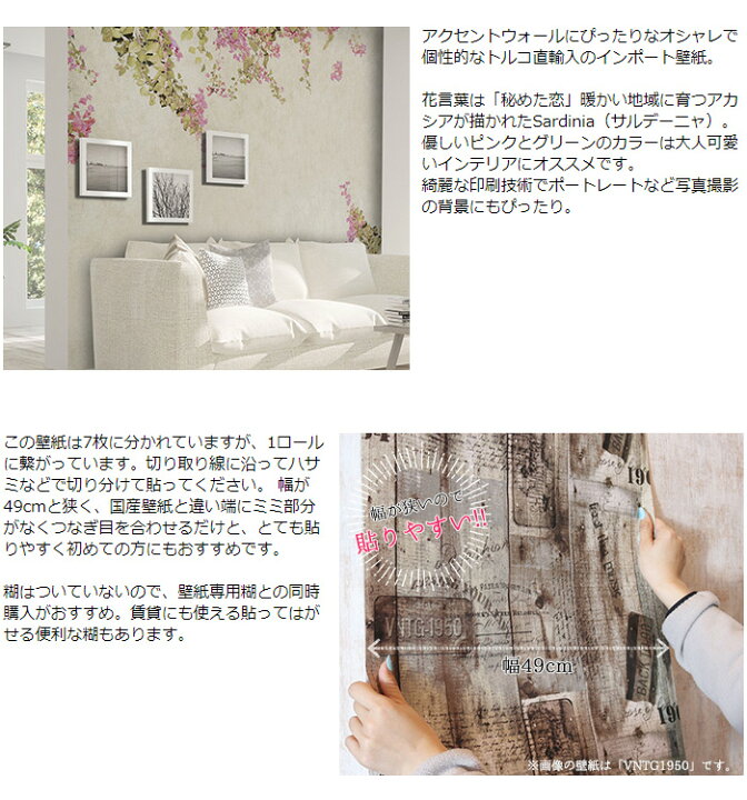 楽天市場 壁紙 花柄 アカシア 輸入壁紙 インポート壁紙 デザイン おしゃれ 不織布 クロス のりなし Diy リフォーム 撮影 店舗 装飾 インダストリアル ヴィンテージ ピンク グリーン 大人 かわいい トルコ製 Wallpera 2723 001 Sardinia Csz Diy