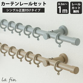 [ポイント10倍×4日20時から] カーテンレール シングル 正面付 セット 30～100cm シンプル マット グレー ベージュ ナチュラル 北欧 アイアンレール ラフィン シングルレール1mセット