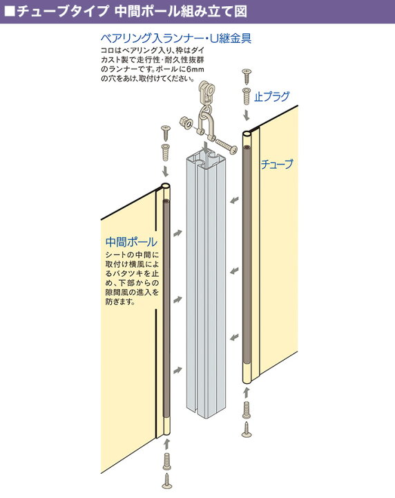 楽天市場】[10%OFFクーポン×25日限定] 間仕切ポール チューブタイプ 