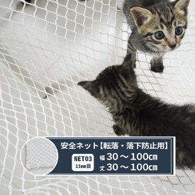 ネット 網 転落防止ネット 15mm目 幅30〜100cm 丈30〜100cm [280T(250d)/46本] 【NET03】 転落防止 安全ネット 落下防止網 落下防止 落下防止 落下対策 建設現場 工事現場 足場 螺旋階段 吹き抜け 安全用品 子供 ペット 子猫 ネコ いぬ JQ