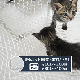 ネット 網 転落防止ネット 15mm目 幅101〜200cm 丈301〜400cm [280T(250d)/46本] 【NET03】 転落防止 安全ネット 落下防止網 落下防止 落下防止 落下対策 建設現場 工事現場 足場 螺旋階段 吹き抜け 安全用品 子供 ペット 子猫 ネコ いぬ JQ