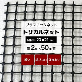 トリカルネット N-955 幅2m×50m巻 目合い 20×21mm プラスチックネット プラスチック 網 土木建築 工事 カバー カゴ コンテナ 輸送 補強 内装保護 ディスプレイ イルミネーションネット ネット 網 黒 ブラック JQ