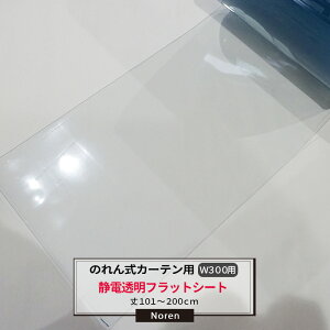 ビニールカーテン のれん式 カーテン用 静電透明フラットシート 300mm幅 2mm厚 101〜200cmまで 1cm単位カット販売 業務用 のれん 間仕切 省エネ 節電 防塵 防虫 JQ