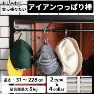 突っ張り棒 つっぱり棒 おしゃれ アイアン 31〜228cm 選べる4サイズ 強力 収納 棚 伸縮自在 ブラック シ…