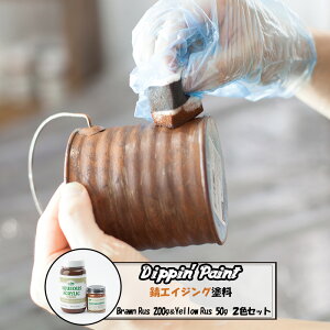 水性 ペンキ 錆をつくる 錆エイジングペイント Brawn Rust 200g×Yellow Rust 50g 2色 Lセット 水性塗料 艶消し マットカラー エイジング塗装 リメカン Dippin' Paint H-N-0