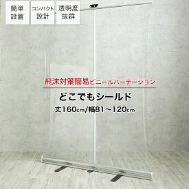 [全品ポイント5倍×30日限定] パーテーション ロールアップ収納式 幅81～120×丈160cm 持ち運び可能 透明ビニール パーティション 飛沫対策 透明 簡易 ビニール 講演 病院 窓口 衝立 どこでもシールド TT31 RSN