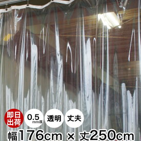 ビニールカーテン 既製サイズ 幅176cm 丈250cm 0.5mm厚《即日出荷》透明 丈夫なPVCアキレスビニールカーテン 【TT32】間仕切 節電 防塵 防虫 防寒 ビニールシート ビニシー ビニール カーテン 省エネ 冷暖房効率アップ C-F-1