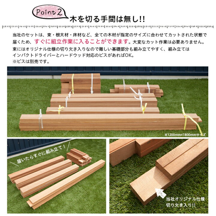 楽天市場】ウッドデッキ ウリン デッキセット 1200×1800mm[メーカー 
