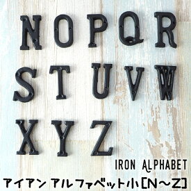 アイアン アルファベット 小N～Z 1個《即日出荷》[アンティーク アイアン雑貨 アルファベット 数字 文字 キャストアイアン 看板 表札 オーナメント 飾り ガーデニング 庭 装飾 簡単 DIY]