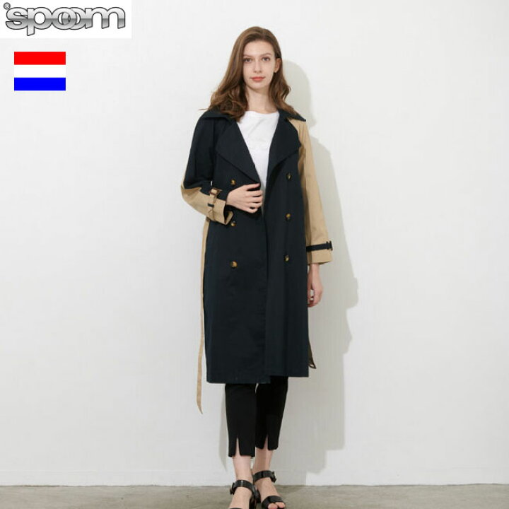 トレンチコート spoom 服 Spoom トレンチコート ボタンレスコート 