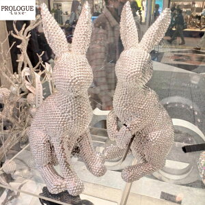 ショップ袋おまけ付【PROLOGUE プロローグ】キラキラ デコレーション 「ウサギ ラビット」2体セット オブジェ 置物 シルバー【送料無料】正規品