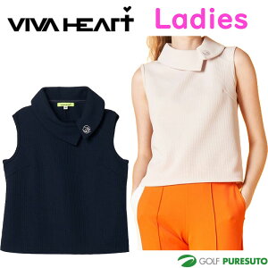 レディース ビバハート ワッフル ロールカラー ノースリーブ 012-23370 ゴルフウェア トップス 2025年春夏モデル VIVA HEART GOLF おしゃれ ブランド 吸水速乾