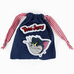 トムとジェリー グッズ ポーチ トムジェリ キャラクター FLAPPER フラッパー デニム アップリケ 巾着ポーチ レディース 巾着袋 巾着 ミニポーチ コスメポーチ 化粧ポーチ 化粧入れ 小物入れ 持