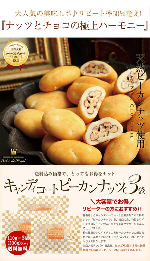 【キャンディコートピーカンナッツチョコ3袋セット】