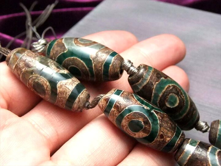 楽天市場】○【三眼緑龍紋天珠 連】一連 天珠サイズ約30mm 10個付き 