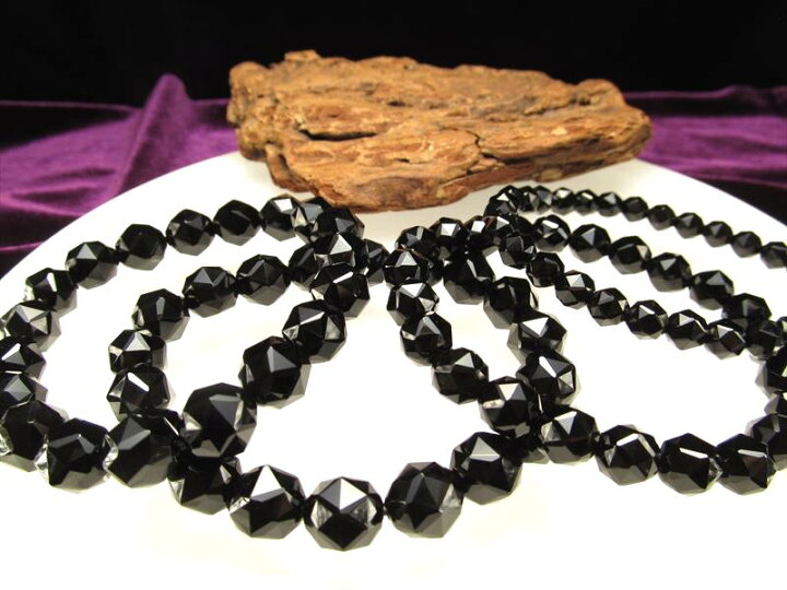 楽天市場】○4A【黒水晶 スターカット ブレスレット】約10mm×19珠前後  