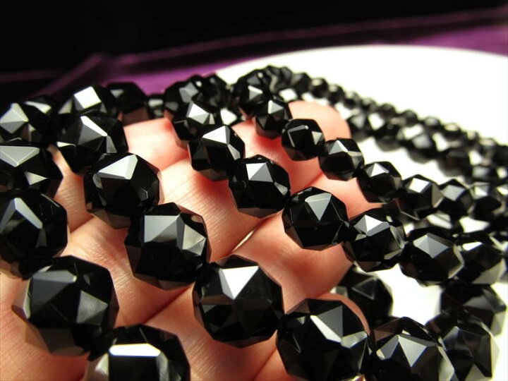 楽天市場】○4A【黒水晶 スターカット ブレスレット】約10mm×19珠前後 