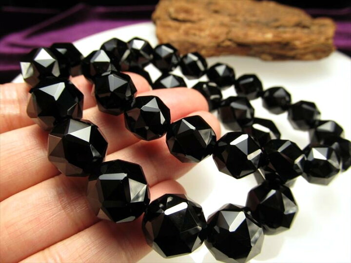 楽天市場】○4A【黒水晶 スターカット ブレスレット】約14.5mm×15珠 