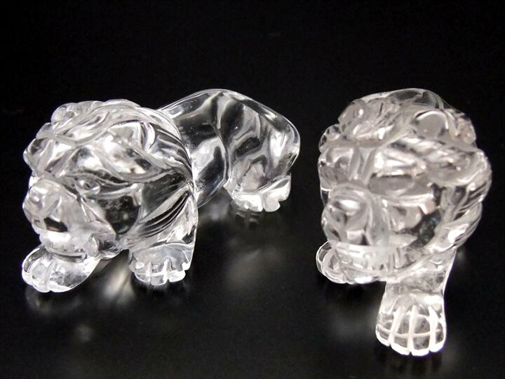 楽天市場】○2匹セット【ヒマラヤ産天然水晶 獅子 彫り置物】長さ50mm 