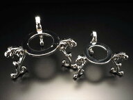 売切り【Mサイズ 丸玉用 金属製台座 シルバー】1個売り 円部分直径約39mm×高さ約41mm ゴージャスリーフ…