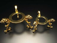 売切り【Sサイズ 丸玉用 金属製台座 ゴールド】 円部分直径約30mm×高さ約31mm ゴージャスリーフデザイン…