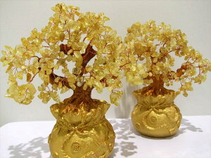 ●【招財樹 シトリン 金のなる木】(大)縦約27cm 黄水晶 風水アイテム インテリアやプレゼントに 天然石ツリー最強金運アップパワーストーン