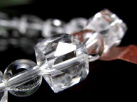 3A【天然水晶 デザインブレスレット】キューブ幅約8mm-8.5mm 丸珠約5mm-6mm クリスタルデザインブレス 透…