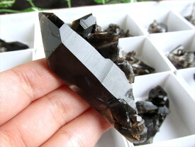 ●Mサイズ 1個売り【アーカンソー産黒水晶ミニクラスター（カード付き）】重さ約20g-40g 箱サイズ 約5.5cm×5.5cm 限定 艶々極上モリオン【アメリカ・アーカンソー産】2025年10月再撮影