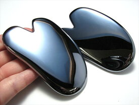 ●【テラヘルツ鉱石 かっさ 羽型 (ハート型) 携帯用ポーチ付き】縦約75~85mm×横約50mm-55mm つやつや光沢で鏡のような表面 2020年 検査機関にて検査済み【本物保証 返品保証】