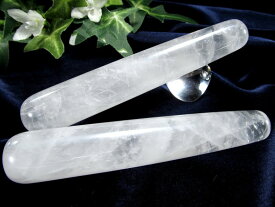 ●【天然水晶 マッサージ棒 ストレート型】長さ約110mm前後 太さ約15mm-20mm前後 天然水晶 マジックワンドにも マッサージストーン使用【ブラジル産】【za-s】 パワーストーン 天然石