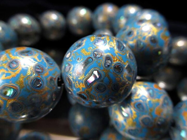 楽天市場】【大漆螺鈿(らでん)ブレスレット】約20mm×12珠 ブルーカラー 