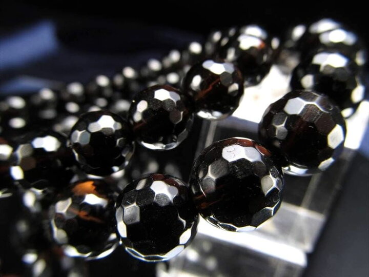 楽天市場】4A【黒水晶 ミラーボールカット ブレスレット】約10.5mm×19  