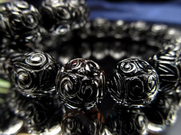 楽天市場】【黒水晶 マニコロ彫刻ブレスレット】12mm-12.5mm×17珠前後 