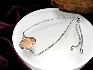 【激安宣言】【フラワーモチーフ ギベオンブレスレット ピンクゴールドカラー】 モチーフ最大幅約14mm メテオライト【隕石】 アジャスターチェーンタイプ 【ナミビア・ハルダブ州産】【gek