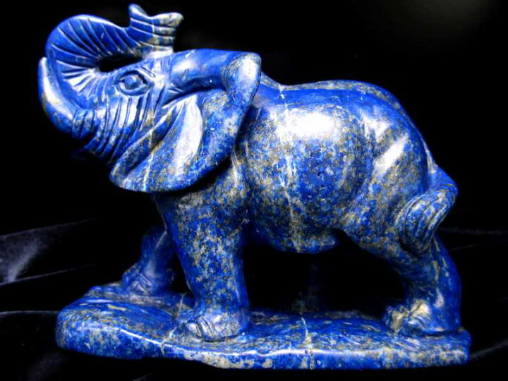 楽天市場】【ラピスラズリ ゾウ 彫刻置物】高さ約100mm 約681g 