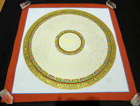 【曼荼羅 / マンダラ 精密画 / タンカ】サイズ約56.6cm×56.5cm チベット仏教 悟りの図像・仏教美術 100%木綿（コットン）台紙 種子（しゅじ）曼荼羅（曼陀羅）図像 【1点もの】