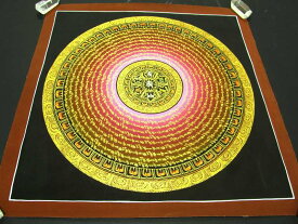 【曼荼羅 / マンダラ 精密画 / タンカ】サイズ約54.4cm×54.3cm チベット仏教 悟りの図像・仏教美術 100%木綿（コットン）台紙 種子（しゅじ）曼荼羅（曼陀羅）図像 【1点もの】