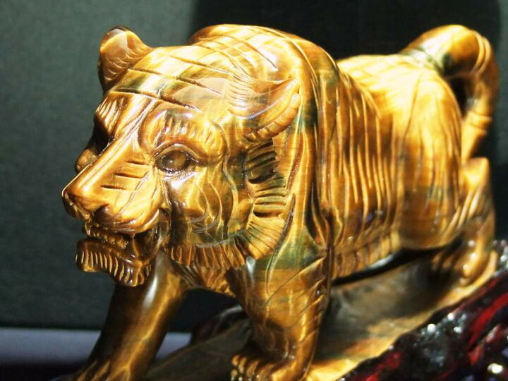 楽天市場】○5A【ワイルドタイガー(虎彫り)タイガーアイ 彫刻置物】高 