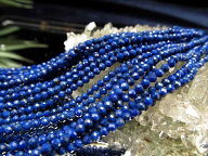 ●4A【2mm-2.5mm珠 ラピスラズリ 極小サイズカット】一連 約37-39cm 穴径約0.4mm【アフガニスタン産】【r…