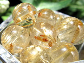 ●最高級の煌めき4A+【1粒売り タイチン多め ゴールドルチルクォーツ】9.5mm-10mm バラ珠売り 極上タイチン入り ビーズ ルチル際立つ透明感 極上クリア天然石【ブラジル産】【-p】 パワーストーン 天然石