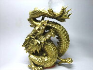 廃版 売切り 皇帝の象徴の五本爪龍【五本爪 龍神 水晶丸玉付き置物】幅110mm前後 天然水晶丸玉（直径約38…