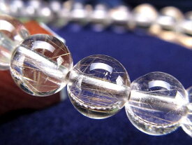 【店頭展示中】驚異の透明感×ルチル内包【ガネーシュヒマール産 ルチル入り 水晶 ブレスレット】約7.5mm-8mm×25珠 正直この価格は反則級 心身の調整・癒しの御守り 1点物 ギャランティーカード付属 一点物【ネパール・ガネーシュヒマール産】 パワーストーン 天然石