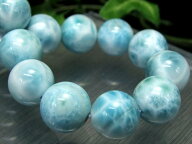 ●【店頭展示中】大珠 水面模様くっきり3A+【ラリマー（ブルーペクトライト）ブレスレット】14mm-14.5mm…