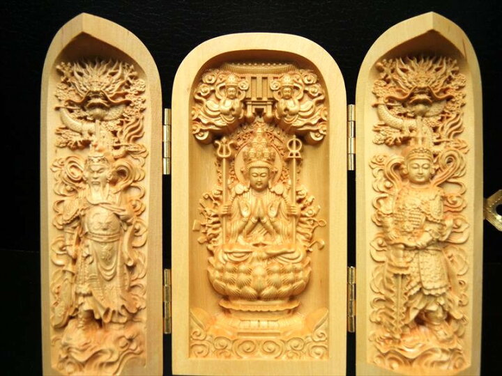 楽天市場】観音開き【木彫り 千手観音像 置物】5A極上彫り 高さ約100 