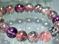 ● 現品 1点もの S級【 スーパーセブン ブレスレット 】6.5mm-7mm×28珠 7種類の石の要素が共鳴するパワ…