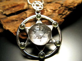 ●【激安宣言】【ギベオン モルダバイト 六芒星 ペンダントトップ】 縦約30mm 1個売り SILVER925メテオライト（隕石） 【ナミビア・ハルダブ州産】【geki-met2F46】 パワーストーン 天然石