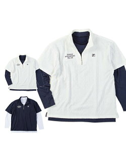 【大きいサイズ】3Dジャガード半袖シャツインナーセット【FILA GOLF(フィラゴルフ)】メンズ UVカット 吸汗速乾 3L/4L/5L/6L インナーシャツ ビッグサイズ