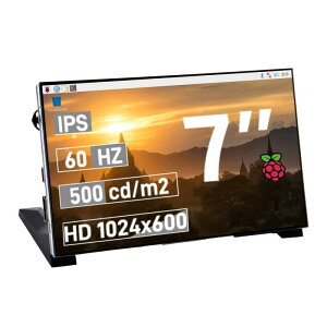 GeeekPi 7 インチ LCD スクリーン Raspberry Pi 用 1024x600 IPS LCD ディスプレイ スタンド付き HDMI ポータブルモニター Raspberry Pi 5/Pi 4B/3B+/3B/B+/Zero/400、Wi