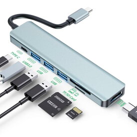 7in1 ハブ 変換アダプタ USB3.0 Type C【4K HDMI出力/PD 100W 急速充電 /5Gbps高速データ転送/USB-A/MicroSD &amp; SDカード スロット搭載】 MacBook Pro iPad Pro対応 ドッキン