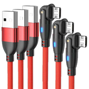Micro USB �P�[�u�� L���^ 180�x��] �}���[�d �y3�{�Z�b�g 1M+1M+1M�z�����f�[�^�]�� �}�C�N�� USB �P�[�u�� ����TPE�� Micro�[�d�R�[�h Android �X�}�z�[�d�P�[�u�� Type-B PS4 �R���g���[���[ �C���z